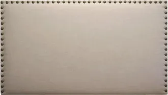 Els Banys Cabecero tapizado detalle tachuelas tela esco beige