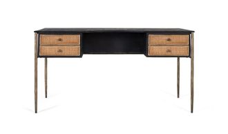 Giner&Colomer Escritorio de madera de mango negro con cajones de rejilla