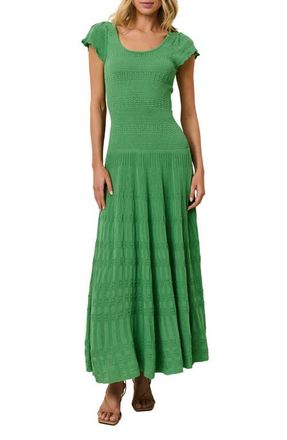 Solid & Striped The Belle Rib Knit Fit & Flare Midi Dress in Turtle Green at Nordstrom, Size Small