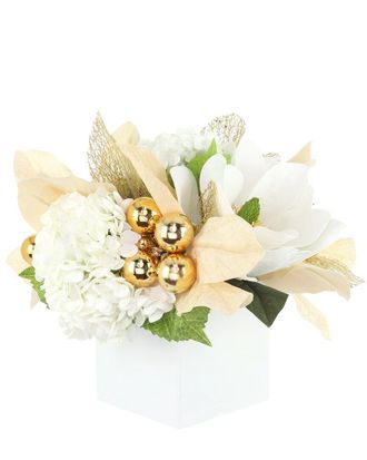 Creative Displays Inc. Handmade Holiday Arrangement With Magnolias, Hydrangeas & Ornaments
