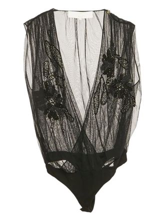 Elisabetta Franchi floral-embellished bodysuit - Black