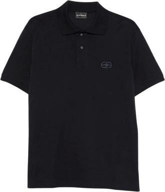 Emporio Armani Polo met textuur van katoen - Heren - Tops - Blauw - Maat: S Katoen