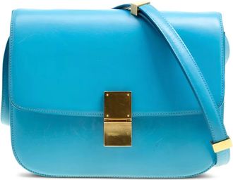 Celine Borsa a spalla in pelle con battente - Blu