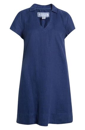 Tommy Bahama Two Palms Short Sleeve Linen Dress in Island Navy at Nordstrom, Size X-Small