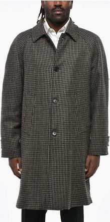 Paltò Houndstooth Patterned MARCELLO Coat with Quilted Lining size 48