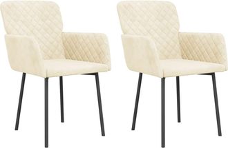 vidaXL Sillas De Comedor 2 Unidades Terciopelo Crema Vidaxl