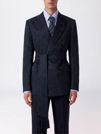 Valentino Garavani Silk and Wool Jacquard Robe Blazer with Belt