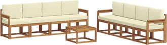 vidaXL Conjunto De Sof&aacute;s De Exterior 9 Uds. Natural Y Crema Vidaxl