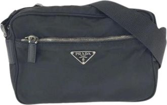 Prada Pre-owned Cross Body Bags, male, Black, Size: ONE SIZE Pre-owned Tessuto Nylon Shoulder Bag
