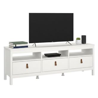 Dmora Dmora - Mueble De Televisi&oacute;n Liliane, Aparador De Sal&oacute;n, Mueble Bajo Para Tv, Base De Pared Equipada, 151x38 H54 Cm, Blanco
