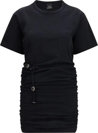 Pinko Korte Jersey Jurk - Dames - Korte kleedjes - Zwart - M - Katoen - Kleedjes