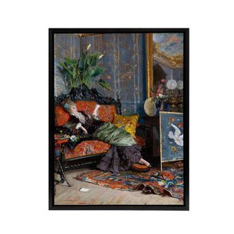 Artery8 Lucius Rossi Young Woman Reading Framed Canvas Wall Art Print | Size: W24 x H32