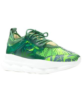 Versace Womens Leather Chain Reaction Jungle Print Chunky Sole Sneaker (Authentic Pre-Loved)