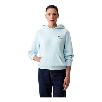 Kenzo Hoodies & sweatvesten, Dames, Blauw, S, Katoen, Flower Embroidered Hoodie