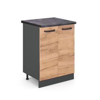 Vicco Mueble Bajo De Cocina R-line, Roble Dorado, 60 Cm, Et Antracita