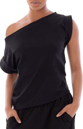 Dai Moda Femi One-Shoulder Top in Black at Nordstrom, Size Xx-Large