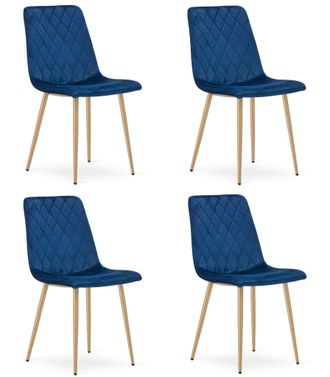 OEM Silla Tur&iacute;n - Terciopelo Azul Marino / Patas Color Madera X 4