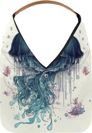 Generic Jellyfish Reusable Lightweight Grocery Bags - Foldable Into Compact Pouch, Washable & Sturdy, Multipurpose for Shopping and Travel