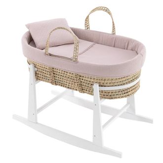 Cambrass Mois&eacute;s de mimbre acolchado + patas lacadas en blanco 39x80x61 cm rosa