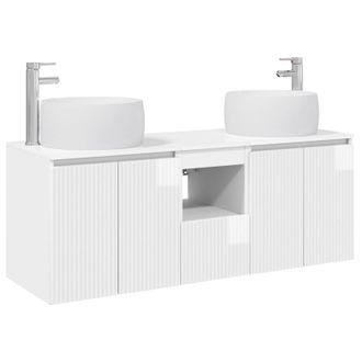 vidaXL Juego De Muebles De Ba&ntilde;o 3 Uds. Blanco Brillante Vidaxl