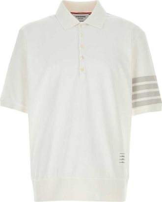 Thom Browne White Solid Shirt Collar Polo