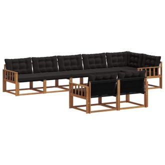 vidaXL Conjunto De Sof&aacute;s De Exterior Con Coj&iacute;n 8 Pcs Natural Y Negro Vidaxl