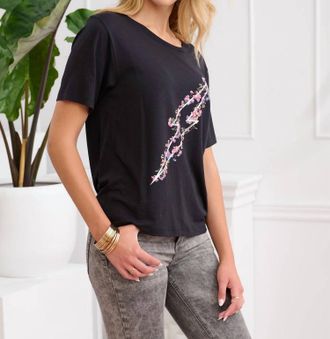 Chrldr Floral Bolt T-Shirt In Black