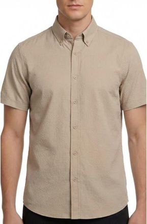 Report Collection Solid Short Sleeve Seersucker Button-Down Shirt in Twill at Nordstrom Rack, Size Xx-Large
