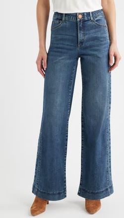 Wit & Wisdom Skyrise Double Side Seam Wide Leg Jeans in Mid Blue at Nordstrom Rack, Size 8L