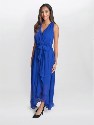 Gina Bacconi Womens Imogen Sleevless Wrap Dress - Blue - Size 22 UK