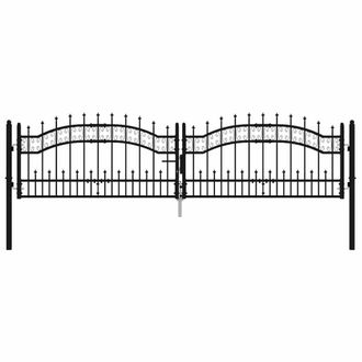 Berkfield Home Stunning Fence Gate with Spear Top Black 305x120 cm Powder-coated