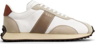Tod's Gommino panelled sneakers - men - Calf Suede/Rubber/Fabric/Calf Leather - 10.5 - White
