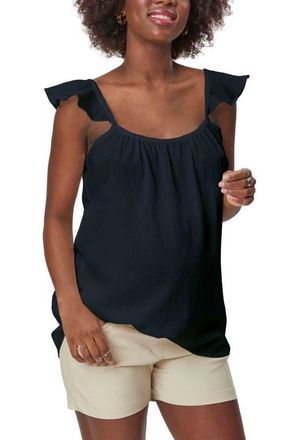 Stowaway Collection Gauze Maternity Top in Black at Nordstrom, Size Small