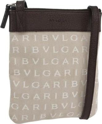 Bulgari Pre-owned Cross Body Bags, female, Beige, Size: ONE SIZE Pre-owned Canvas Shoulder Bag