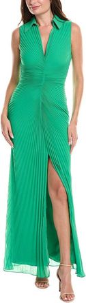 Badgley Mischka Sunburst Pleated Shirt Gown