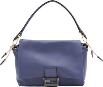 Fendi Tassen, Dames, Blauw, ONE Size, Elegante Handtas met Klep en Handvat