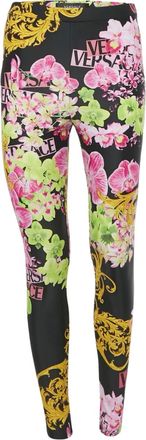 Versace Leggings a fiori - Nero