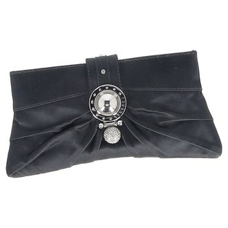 Versace Pre-owned Womens Crystal-Embellished Clutch in Black Satin - One Size
