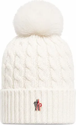 Moncler White Logo Beanie Cap