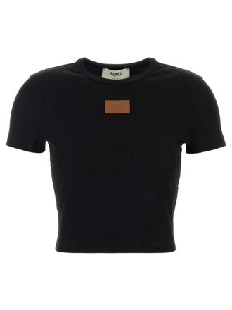 Fendi Black Logo Crew Neck Top