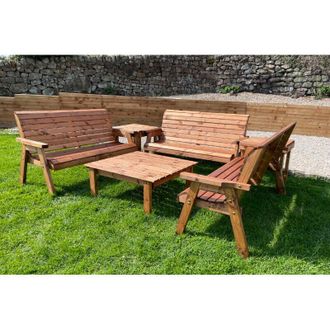 Charles Taylor Trading Charles Taylor Wooden Garden 9 Seater Balmoral Square Table & Chair Bench Set