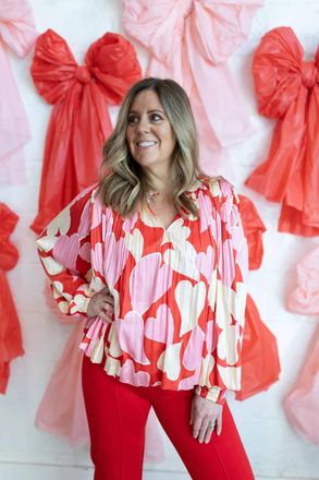 Current Air Juliette Heart Blouse In Red