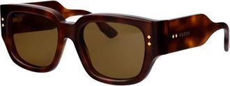 Gucci Stijlvolle zonnebril - Heren - Zonnebrillen - Bruin - 54 MM - Nylon - Accessoires