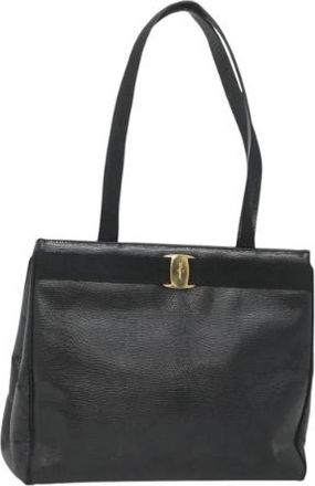 Ferragamo Tweedehands leren schoudertassen - Dames - Vintage Schoudertas - Zwart - ONE Size - Leer - Vintage