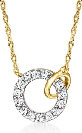 RS Pure by Ross-Simons Diamond Interlocking-Circle Necklace in 14kt Yellow Gold