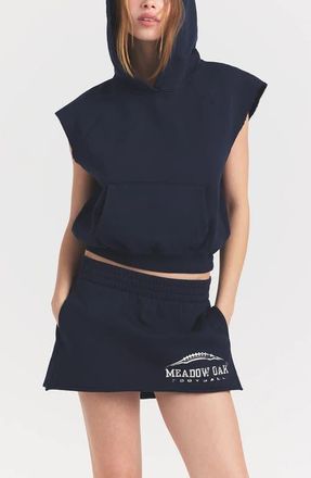 SKIMS Boyfriend Fleece Muscle Hoodie in Navy at Nordstrom, Size Xx-Small