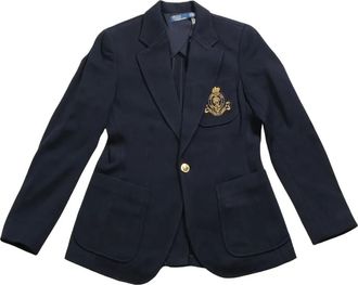 Polo Ralph Lauren crest-embellished blazer - women - Fabric - 8 - Blue