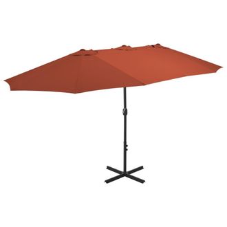 Berkfield Home Outdoor Parasol with Aluminium Pole 460x270 cm Terracotta in Brown