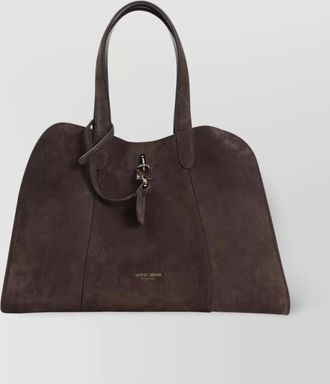 Giorgio Armani suede calf leather handbag expandable design