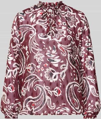 s.Oliver Red Label Regular Fit Langarmbluse mit Allover-Muster in Bordeaux, Größe 34